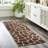 8' Brown and Ivory Animal Print Handmade Non Skid Runner Rug - Homeroots - Flyclothing LLC
