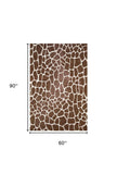 5' X 8' Brown Animal Print Shag Non Skid Area Rug - Homeroots