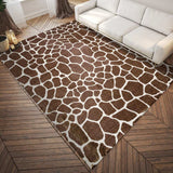 5' X 8' Brown Animal Print Shag Non Skid Area Rug - Homeroots - Flyclothing LLC