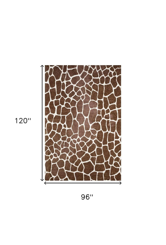 8' X 10' Brown Animal Print Shag Non Skid Area Rug - Homeroots - Flyclothing LLC