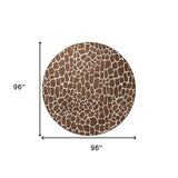 8' Brown and Ivory Round Animal Print Handmade Non Skid Area Rug - Homeroots - Flyclothing LLC