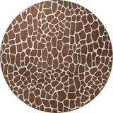 8' Brown and Ivory Round Animal Print Handmade Non Skid Area Rug - Homeroots