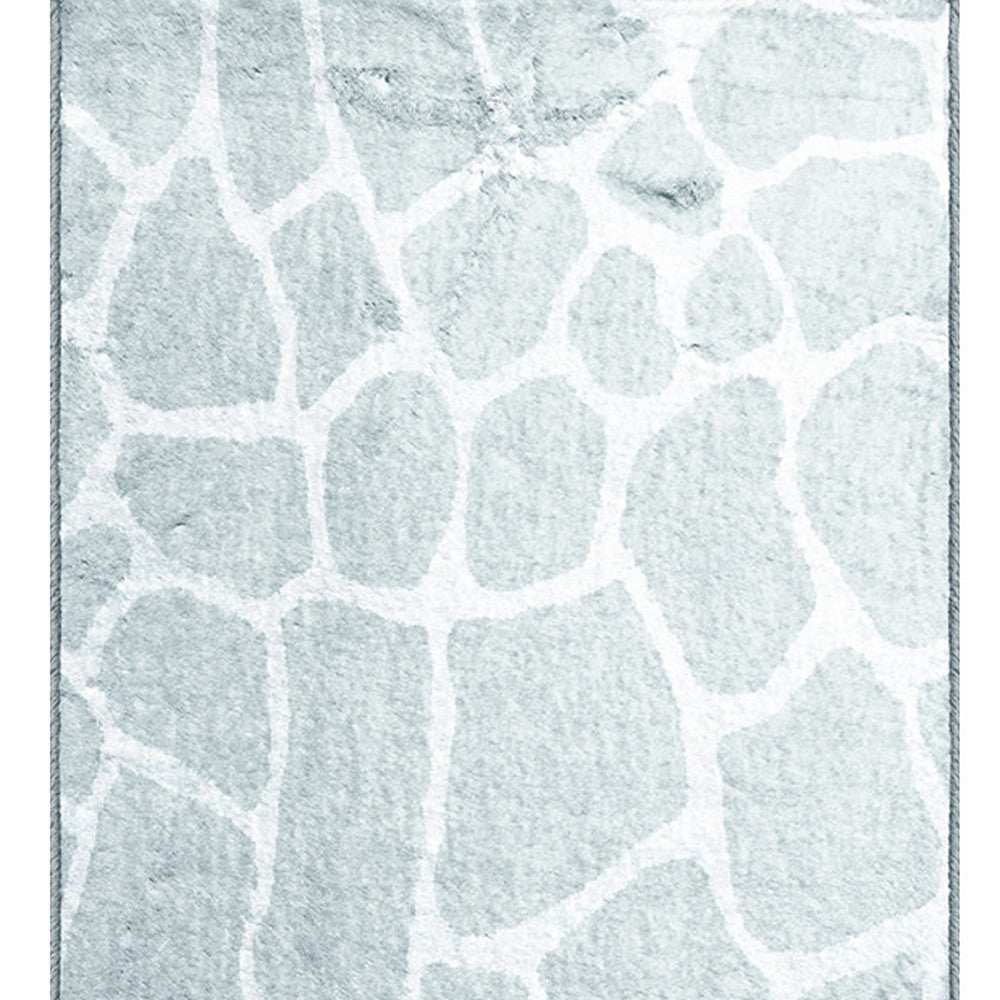 8' Gray and Ivory Animal Print Handmade Non Skid Runner Rug - Homeroots - Flyclothing LLC
