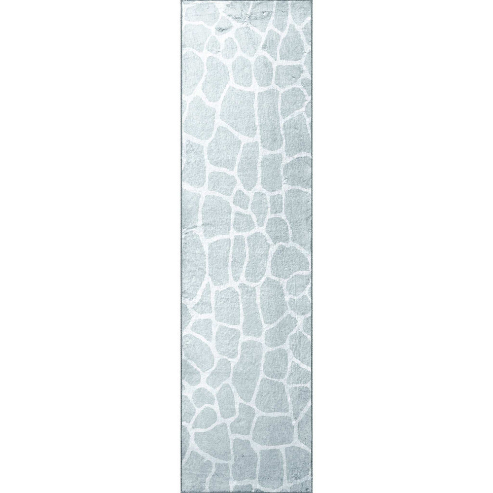 8' Gray and Ivory Animal Print Handmade Non Skid Runner Rug - Homeroots - Flyclothing LLC