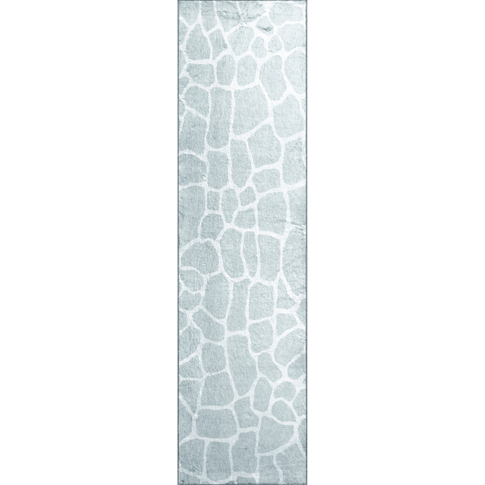 8' Gray and Ivory Animal Print Handmade Non Skid Runner Rug - Homeroots