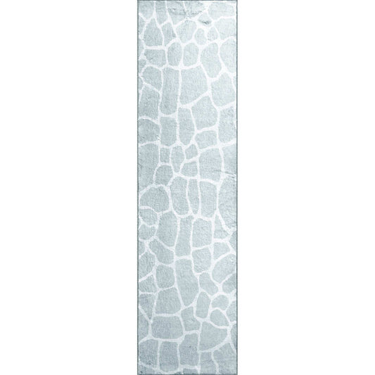 8' Gray and Ivory Animal Print Handmade Non Skid Runner Rug - Homeroots - Flyclothing LLC