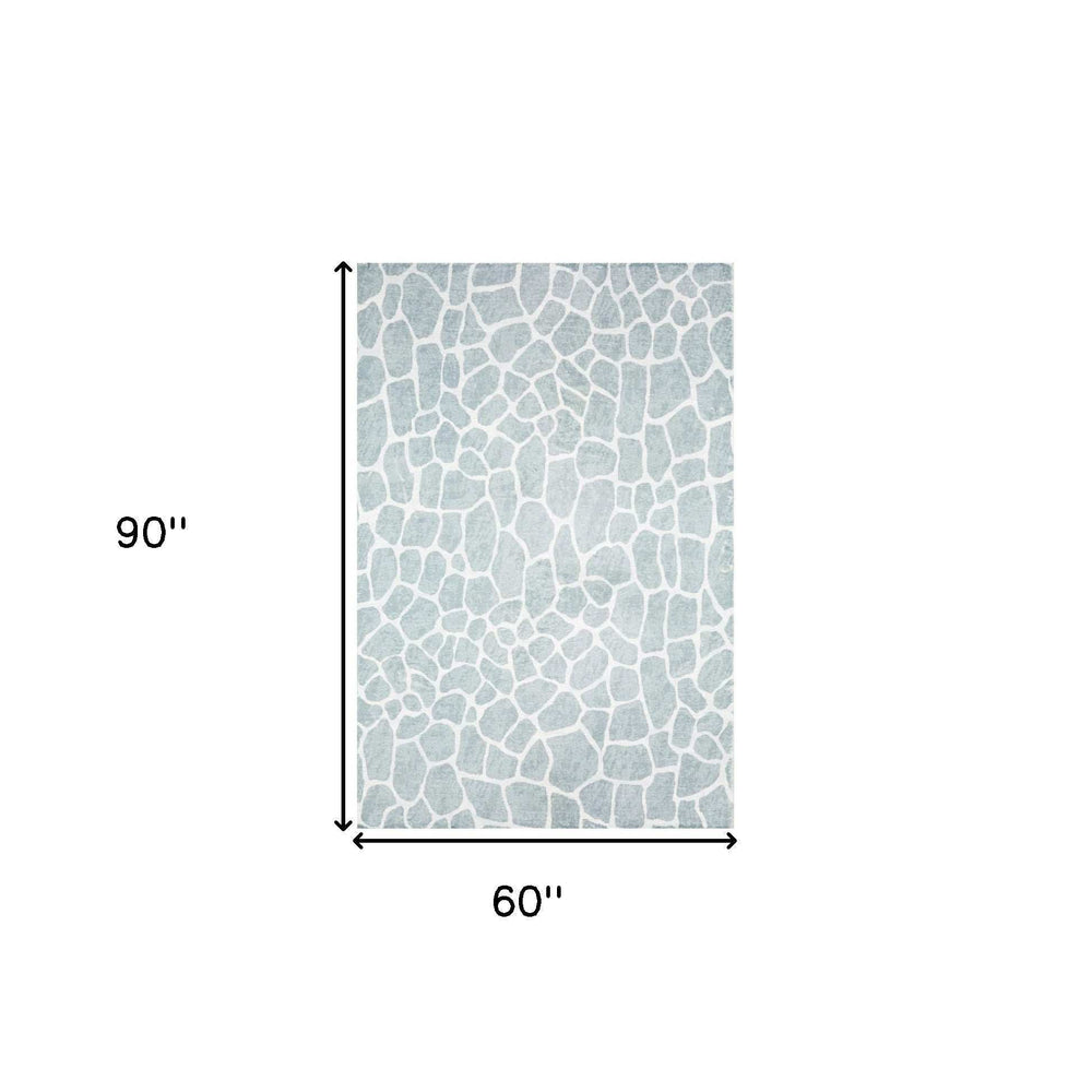 5' X 8' Gray and Ivory Animal Print Handmade Non Skid Area Rug - Homeroots - Flyclothing LLC