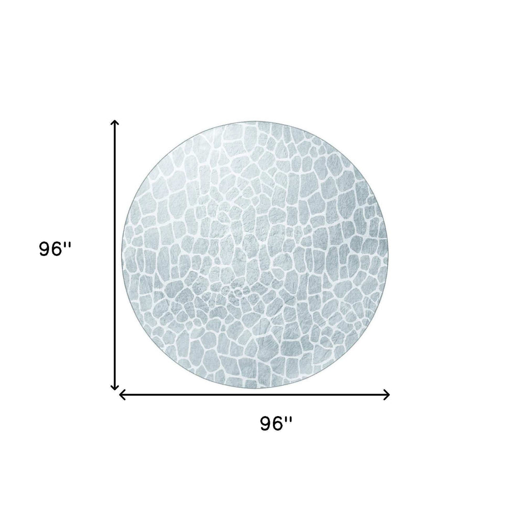 8' Gray and Ivory Round Animal Print Handmade Non Skid Area Rug - Homeroots - Flyclothing LLC