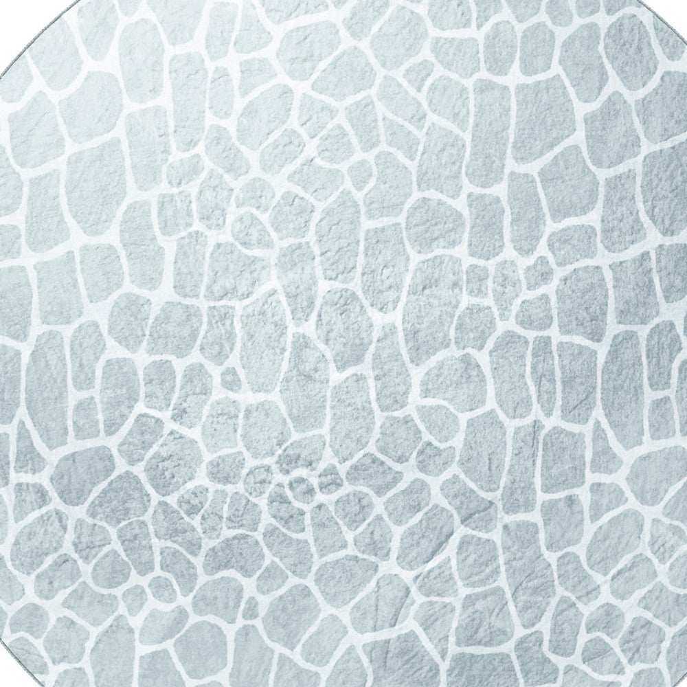 8' Gray and Ivory Round Animal Print Handmade Non Skid Area Rug - Homeroots - Flyclothing LLC