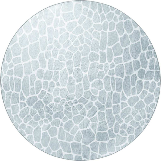 8' Gray and Ivory Round Animal Print Handmade Non Skid Area Rug - Homeroots - Flyclothing LLC