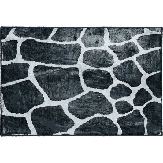 2' X 3' Black and White Croc Print Shag Handmade Non Skid Area Rug - Homeroots - Flyclothing LLC