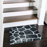 2' X 3' Black and White Croc Print Shag Handmade Non Skid Area Rug - Homeroots - Flyclothing LLC