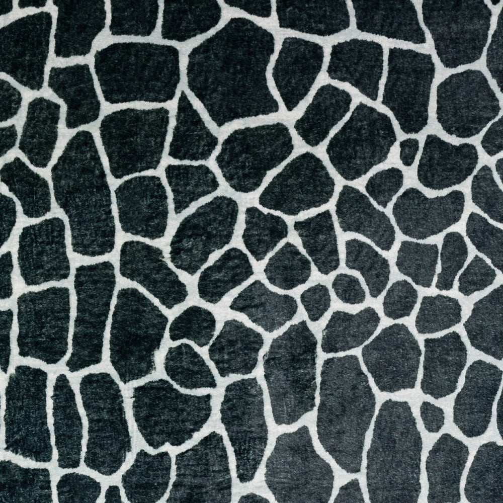 2' X 3' Black and White Croc Print Shag Handmade Non Skid Area Rug - Homeroots - Flyclothing LLC