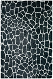 2' X 3' Black and White Croc Print Shag Handmade Non Skid Area Rug - Homeroots