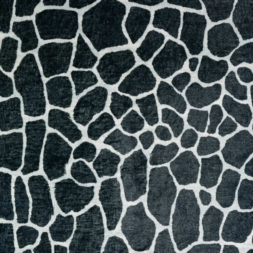2' X 8' Black and White Croc Print Shag Handmade Non Skid Runner Rug - Homeroots - Flyclothing LLC