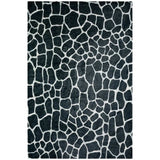 3' X 5' Black and White Croc Print Shag Handmade Non Skid Area Rug - Homeroots - Flyclothing LLC
