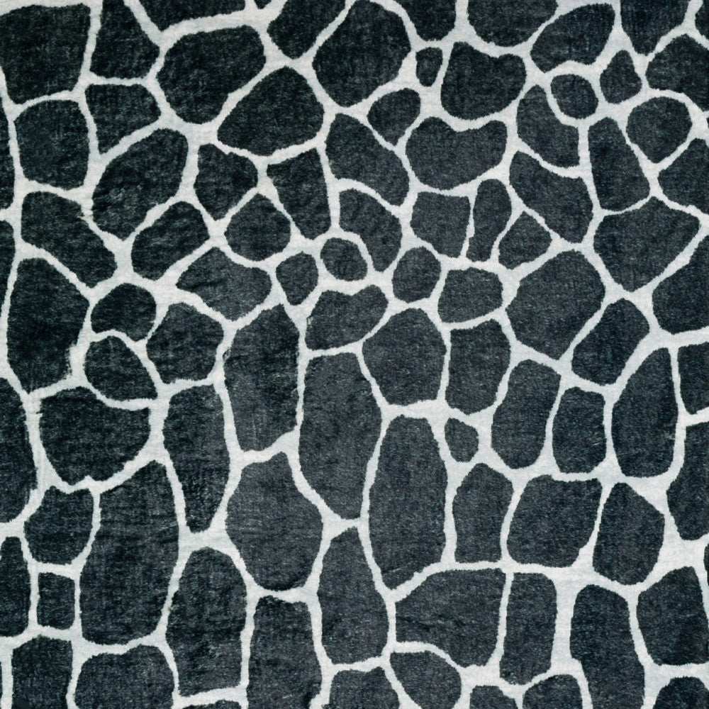 5' X 8' Black and White Croc Print Shag Handmade Non Skid Area Rug - Homeroots - Flyclothing LLC