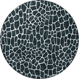 8' X 8' Black and White Croc Round Shag Handmade Non Skid Area Rug - Homeroots - Flyclothing LLC
