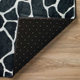 8' X 8' Black and White Croc Round Shag Handmade Non Skid Area Rug - Homeroots - Flyclothing LLC