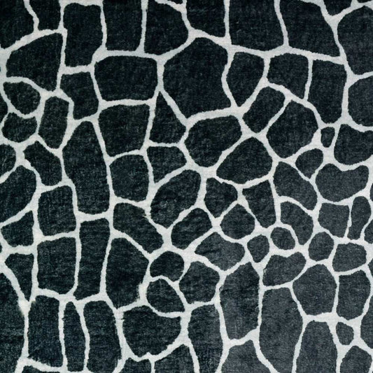 8' X 8' Black and White Croc Round Shag Handmade Non Skid Area Rug - Homeroots - Flyclothing LLC