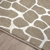 8' X 8' Beige Round Giraffe Print Shag Handmade Non Skid Area Rug - Homeroots - Flyclothing LLC