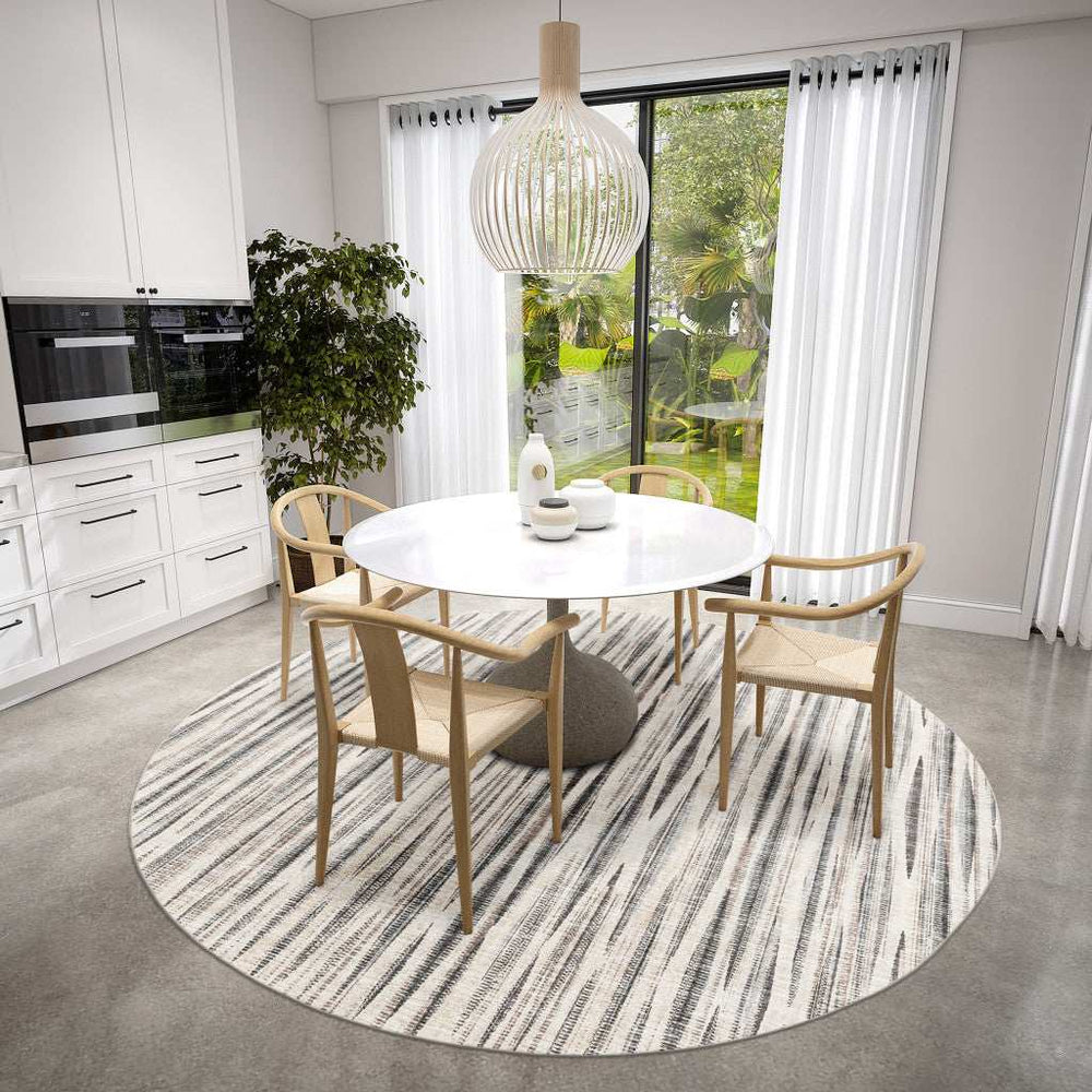 8' X 8' Ivory Round Ombre Tufted Handmade Area Rug - Homeroots - Flyclothing LLC