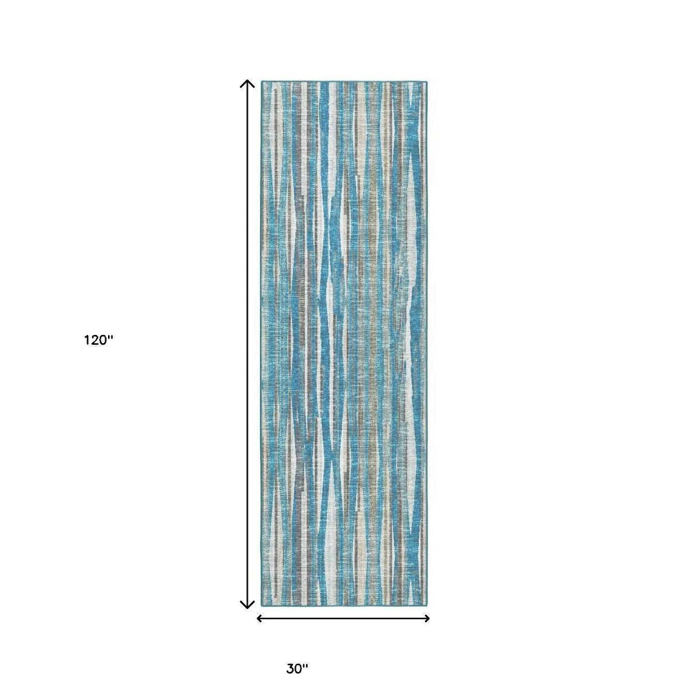 3' X 10' Blue Ombre Tufted Runner Rug - Homeroots - Flyclothing LLC