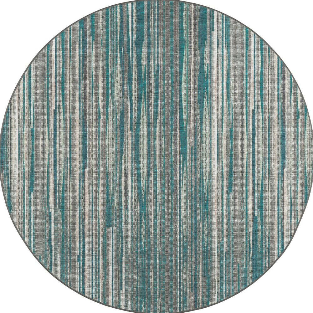 8' X 8' Blue Round Ombre Tufted Handmade Area Rug - Homeroots