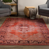 8' X 10' Red Oriental Distressed Non Skid Area Rug - Homeroots - Flyclothing LLC