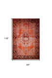 8' X 10' Red Oriental Distressed Non Skid Area Rug - Homeroots - Flyclothing LLC