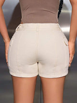 Mid-Rise Waist Denim Shorts with Pockets - Trendsi - Flyclothing LLC