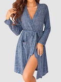 Tied Solid Lounge Nightgown with Pockets - Trendsi