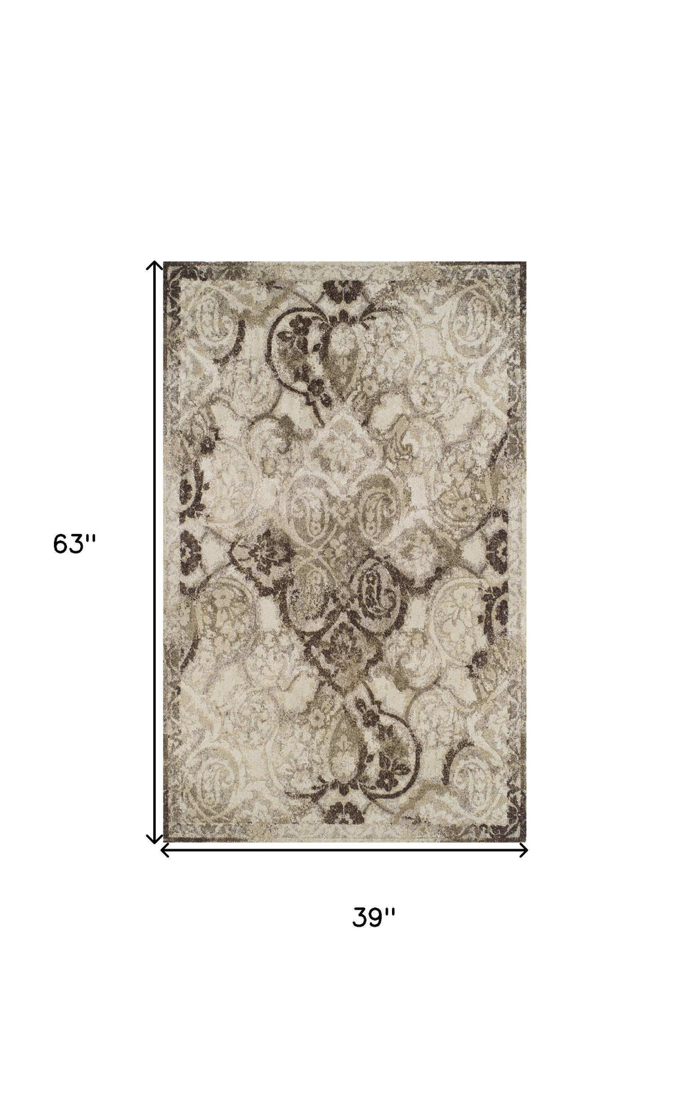 3' X 5' Brown Oriental Area Rug - Homeroots - Flyclothing LLC
