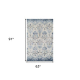 5' X 8' Blue and Ivory Oriental Area Rug - Homeroots - Flyclothing LLC
