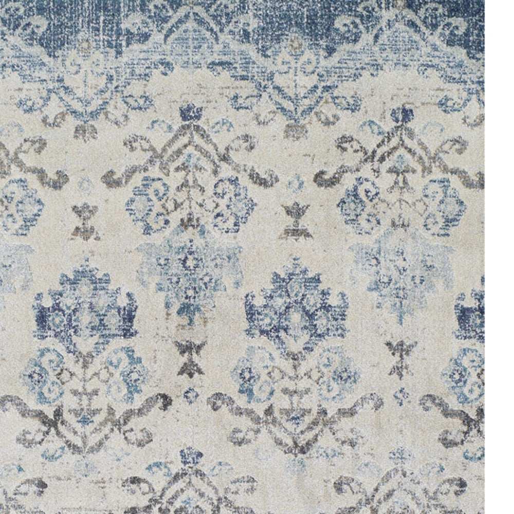 10' X 13' Blue and Ivory Oriental Area Rug - Homeroots - Flyclothing LLC