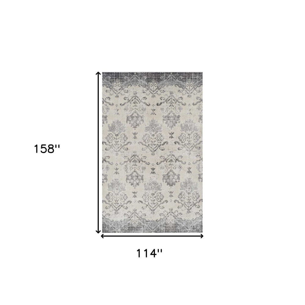 10' X 13' Gray and Ivory Oriental Area Rug - Homeroots - Flyclothing LLC