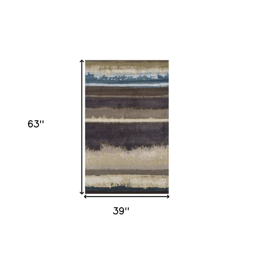 3' X 5' Beige and Brown Abstract Area Rug - Homeroots - Flyclothing LLC