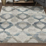 5' X 8' Blue and Ivory Geometric Area Rug - Homeroots - Flyclothing LLC