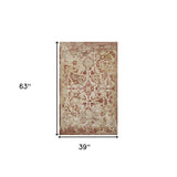 3' X 5' Red and Beige Oriental Area Rug - Homeroots - Flyclothing LLC
