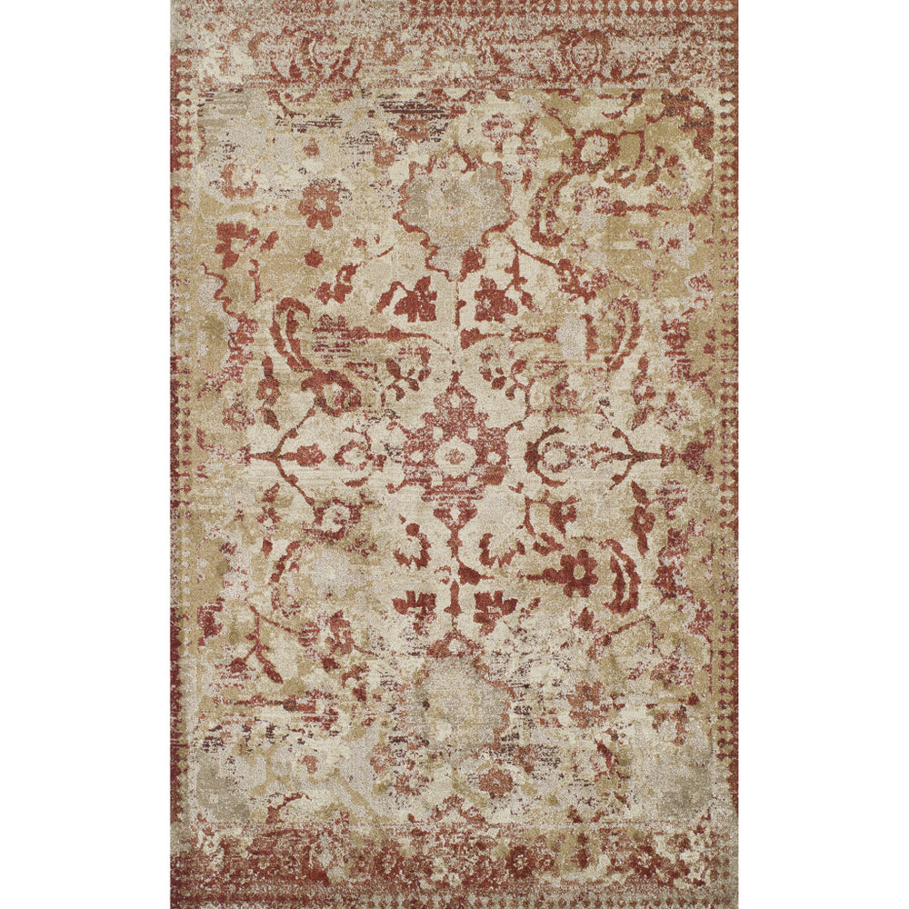 10' X 13' Red and Beige Oriental Area Rug - Homeroots