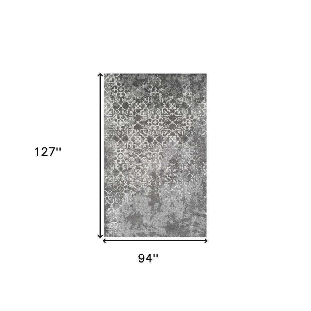 8' X 11' Gray and Ivory Oriental Distressed Area Rug - Homeroots - Flyclothing LLC