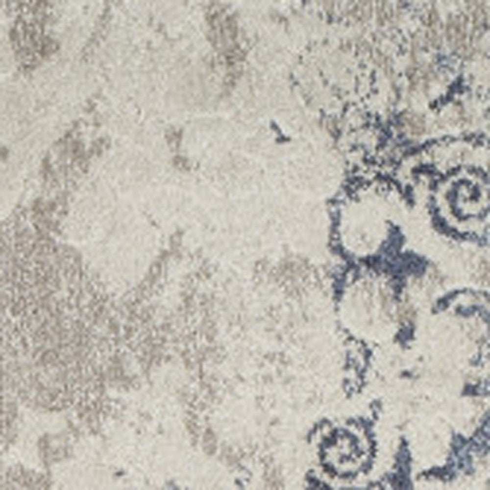 3' X 5' Blue and Ivory Oriental Distressed Area Rug - Homeroots - Flyclothing LLC