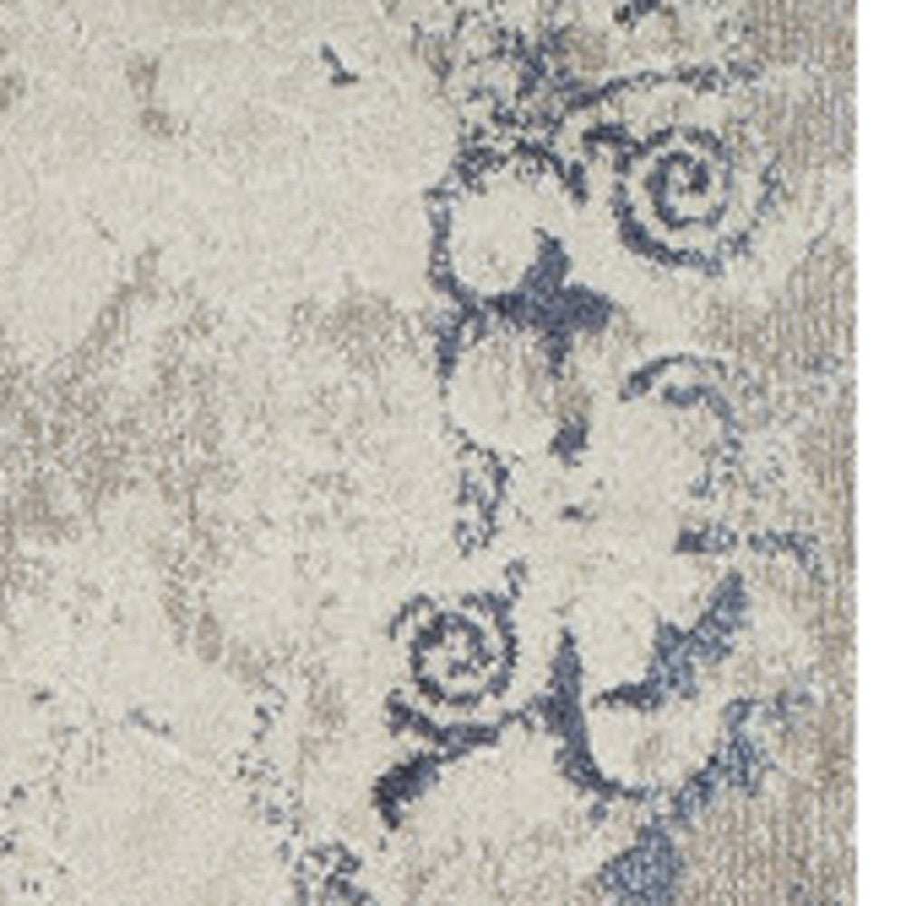 5' X 8' Blue and Ivory Oriental Distressed Area Rug - Homeroots - Flyclothing LLC
