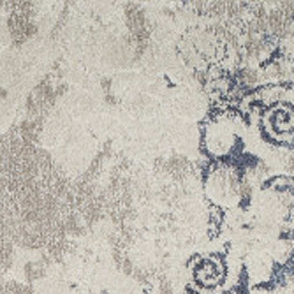 10' X 13' Blue and Ivory Oriental Distressed Area Rug - Homeroots - Flyclothing LLC