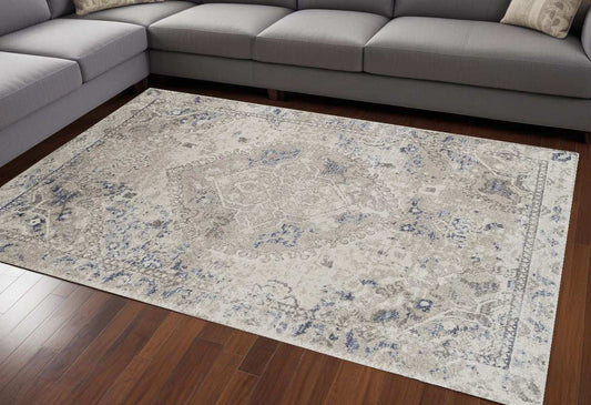 8' X 11' Ivory Oriental Distressed Area Rug - Homeroots - Flyclothing LLC