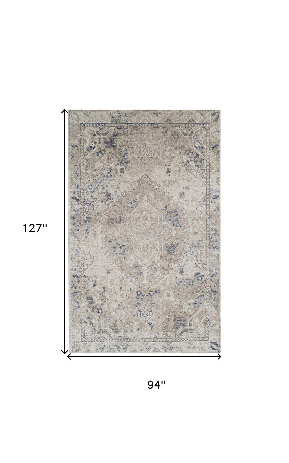 8' X 11' Ivory Oriental Distressed Area Rug - Homeroots - Flyclothing LLC