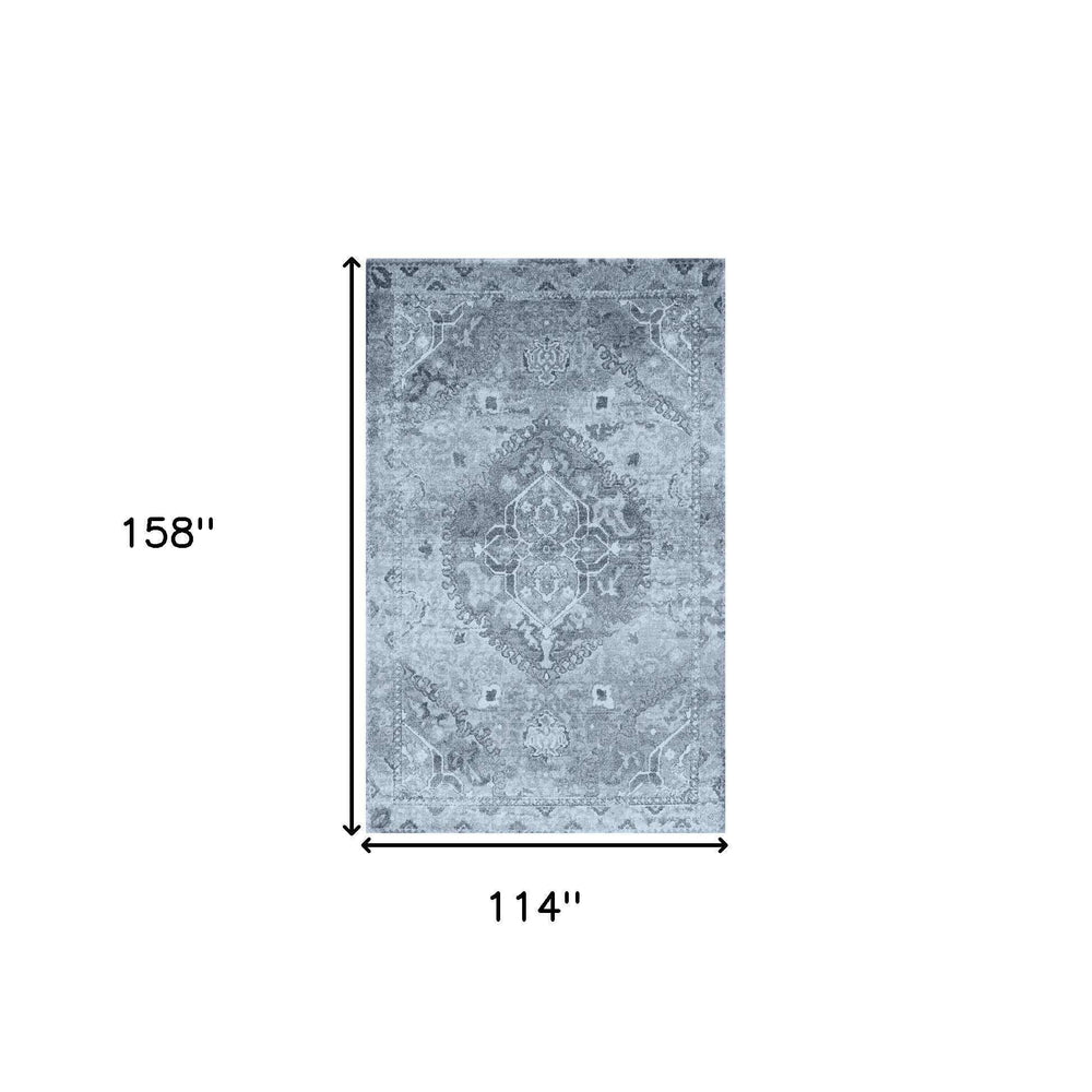 10' X 13' Blue and Ivory Oriental Area Rug - Homeroots - Flyclothing LLC