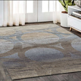 5' X 8' Brown and Beige Abstract Area Rug - Homeroots - Flyclothing LLC