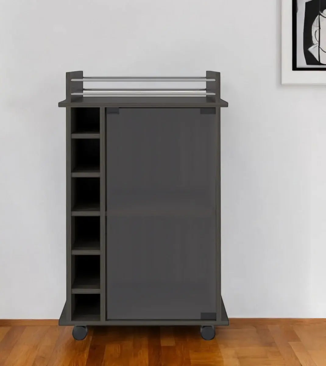 22" Brown and Black Open shelving Bar Cart and Coffee Table - Homeroots - Flyclothing LLC