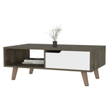 40" Natural And Dark Brown And White Wood Rectangular Coffee Table With Shelf - Homeroots - Flyclothing LLC